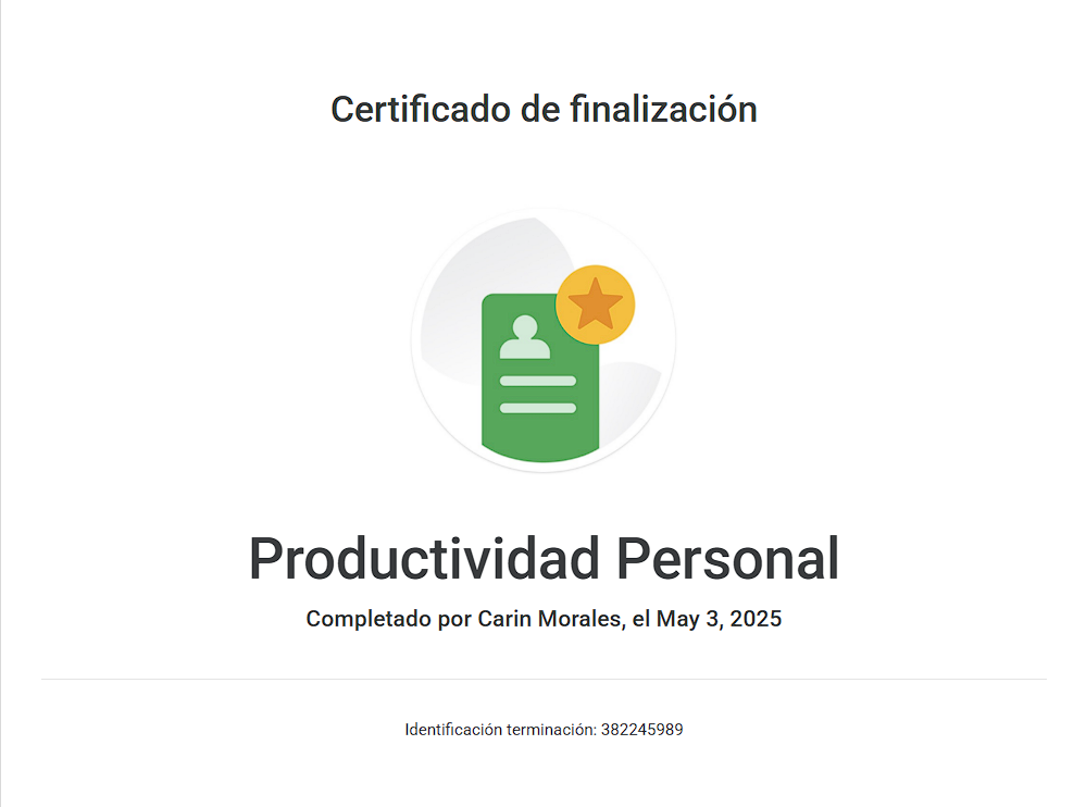 Certificado Productividad Personal