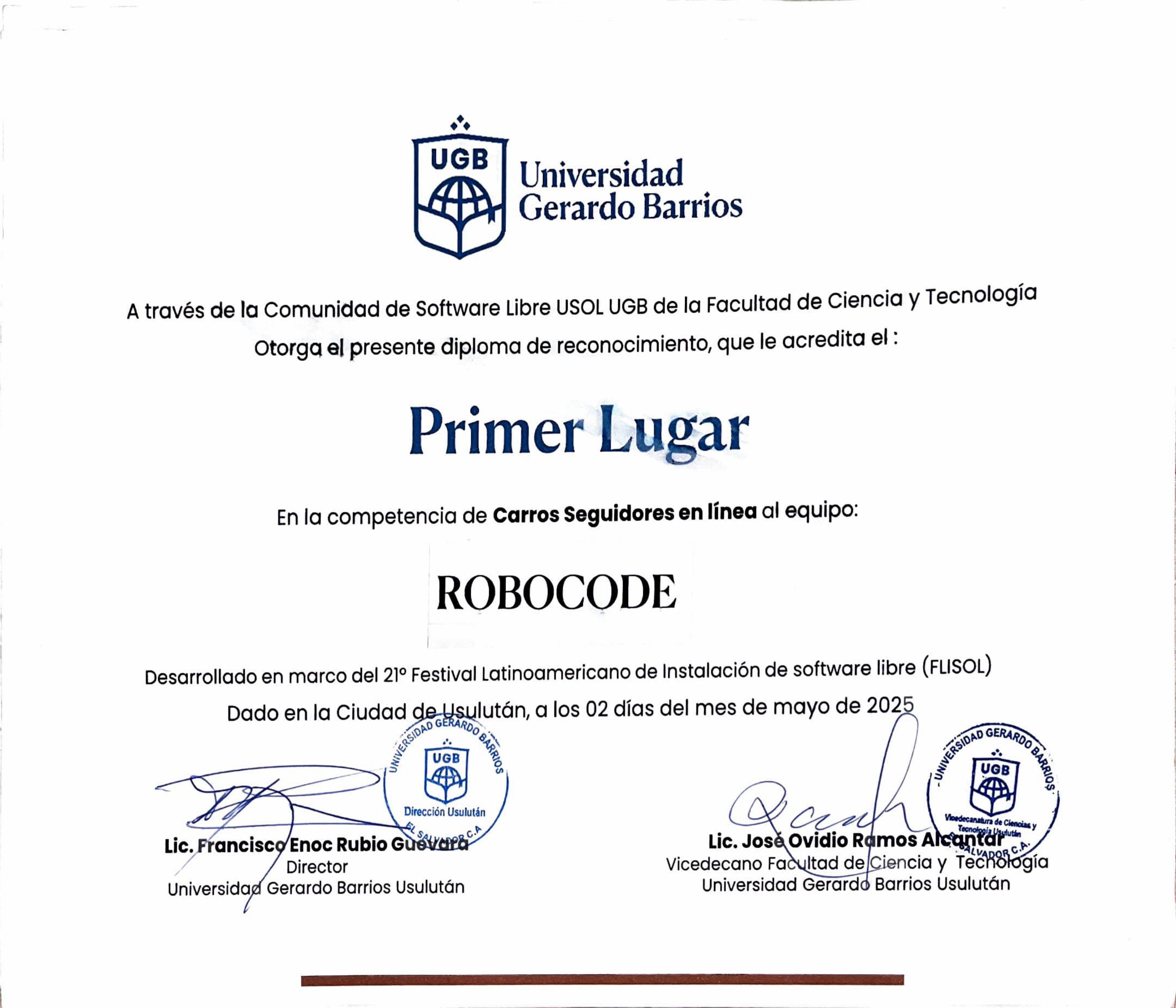 diploma de primer lugar
