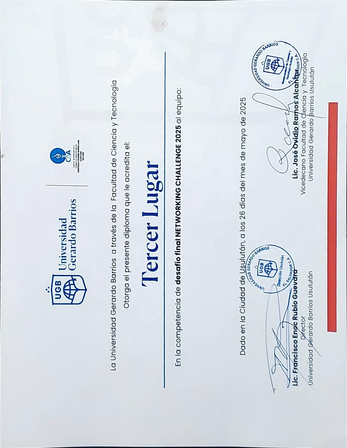 diploma de tercer lugar