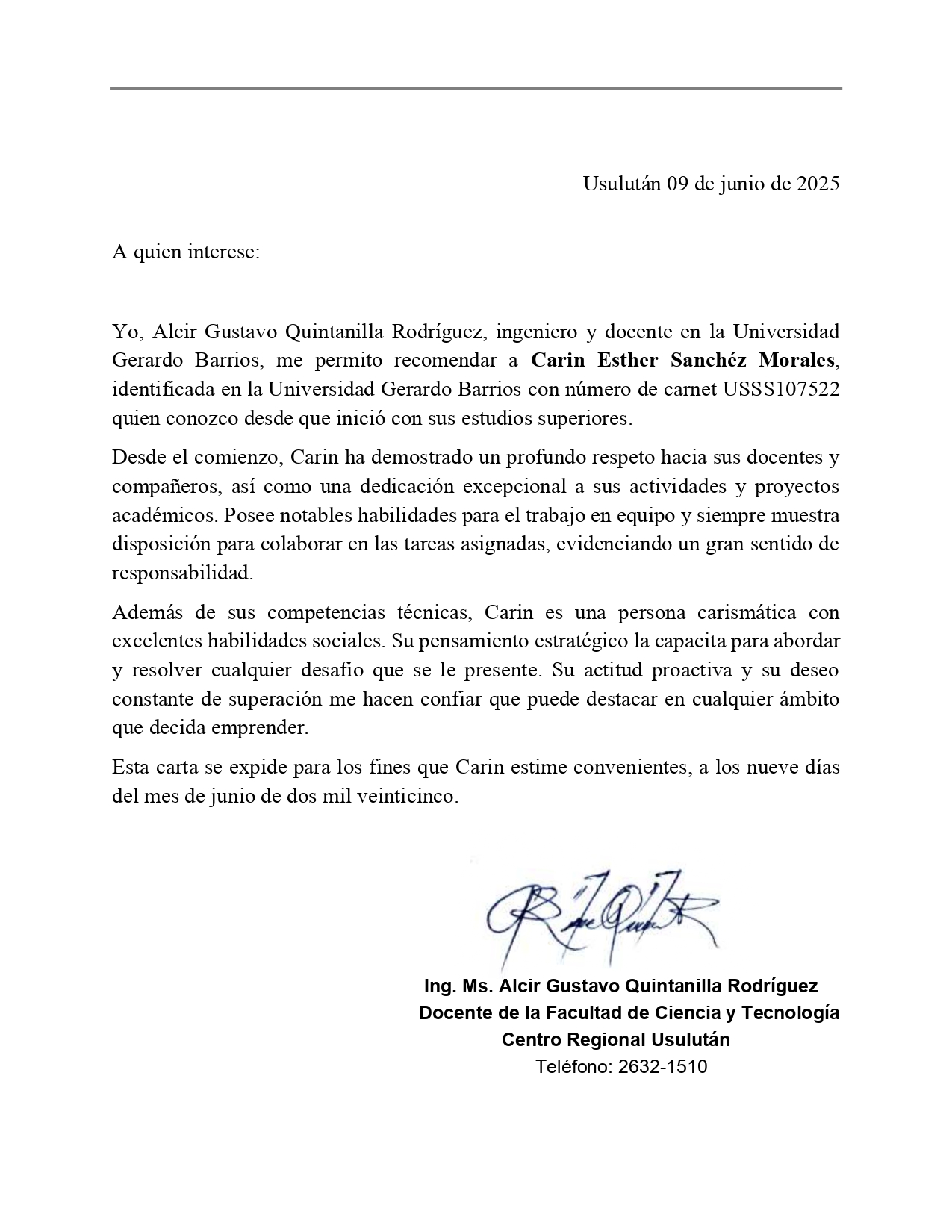 Carta de testimonio 2